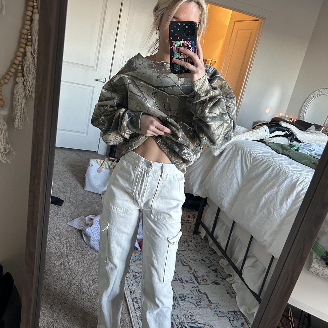 Pacsun White Cargo Pants. Small, light stain on the... - Depop