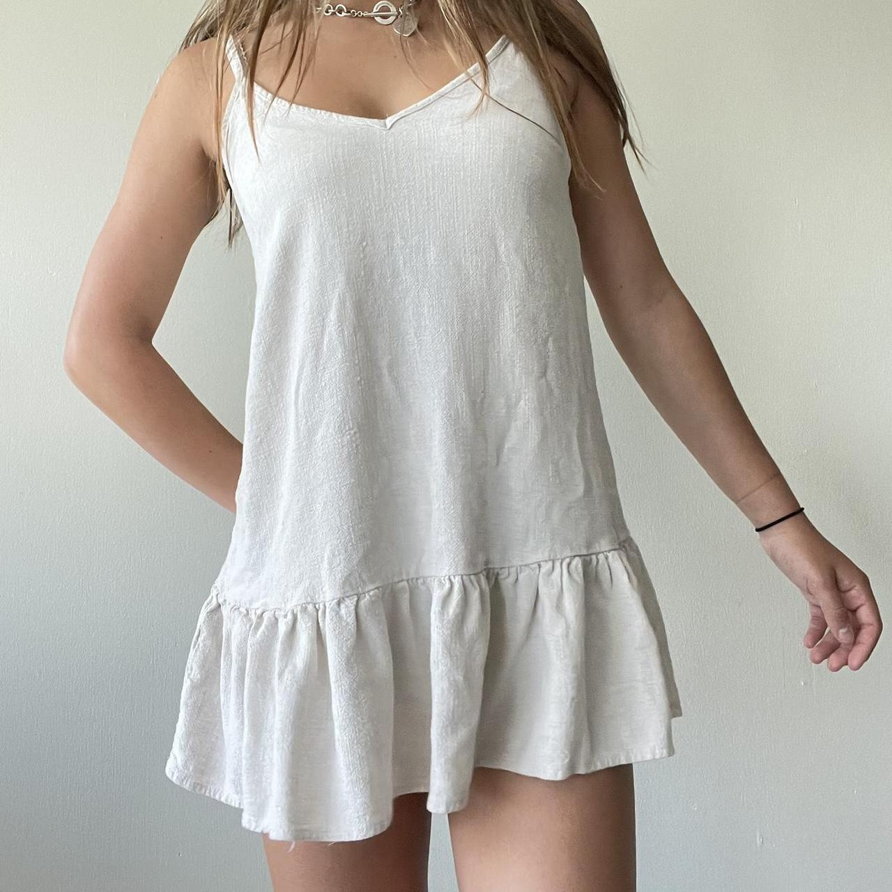 La hearts ruffle linen mini clearance dress