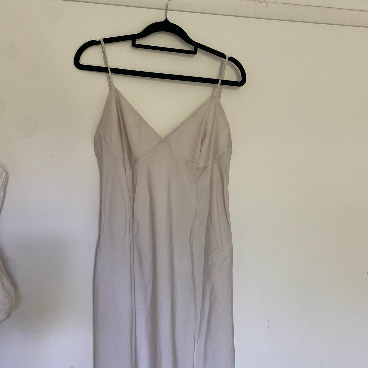 prettiest creamy grey maxi MESHKI dress with deep V... - Depop