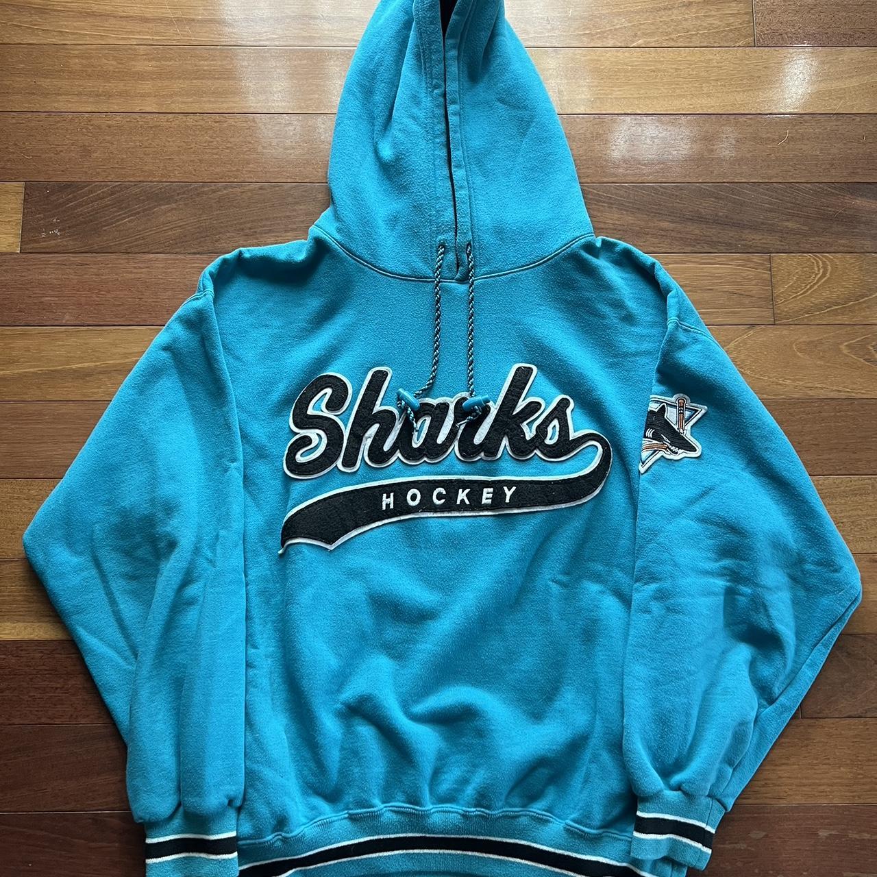 Vintage 90s Starter San Jose Sharks Script Hoodie... - Depop