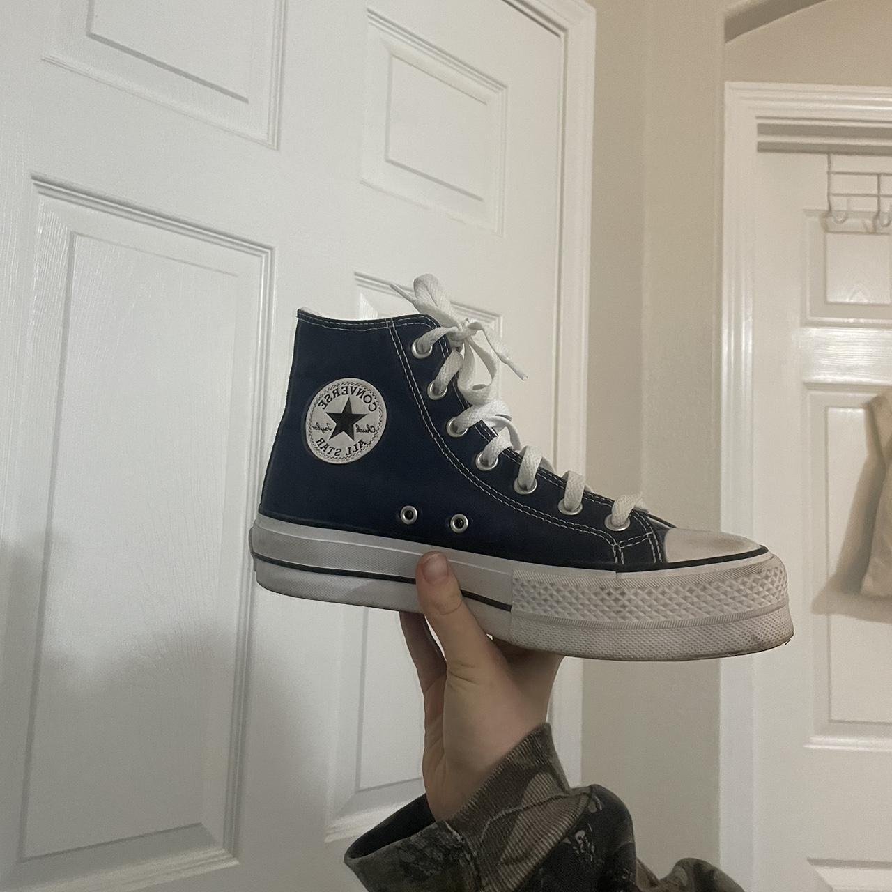 navy blue platform trainers