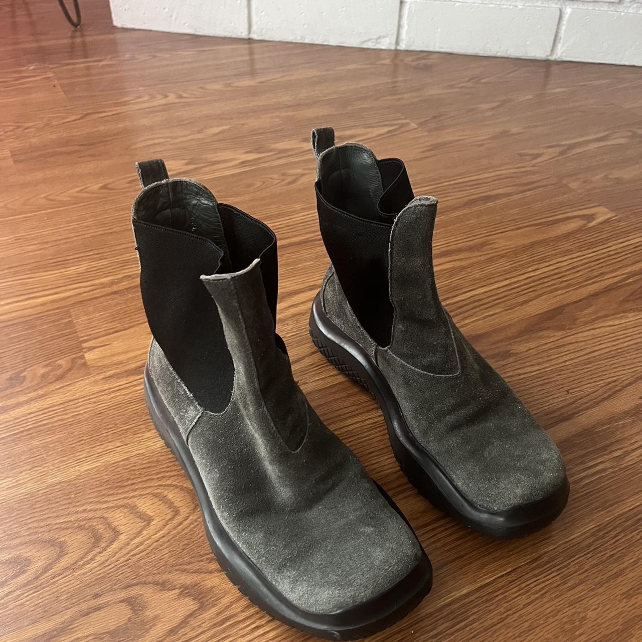 Prada grey boots best sale