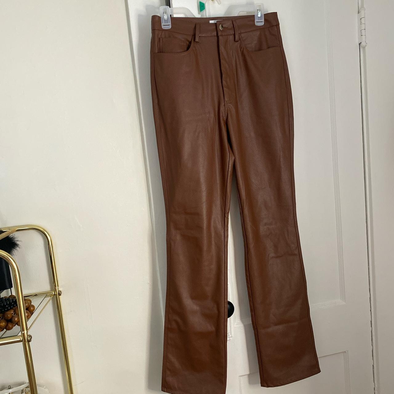 WeWoreWhat Brown Faux Leather Pants Pants have some... - Depop