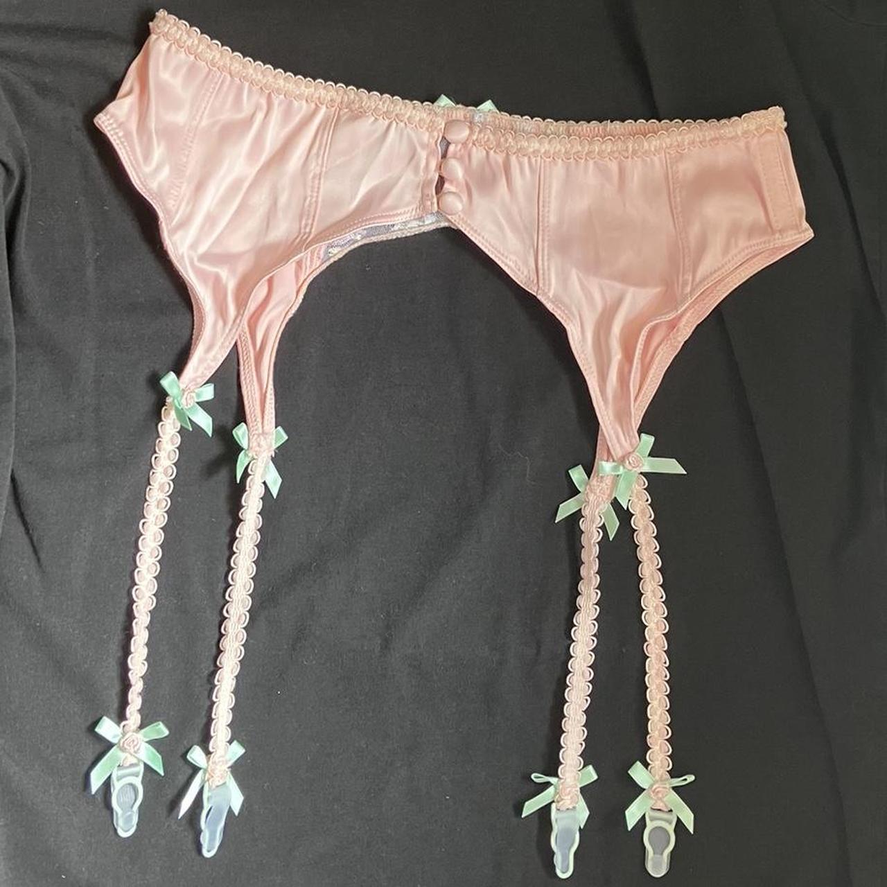 VS For Love & Lemons Pink Floral Foil Garter In... Depop