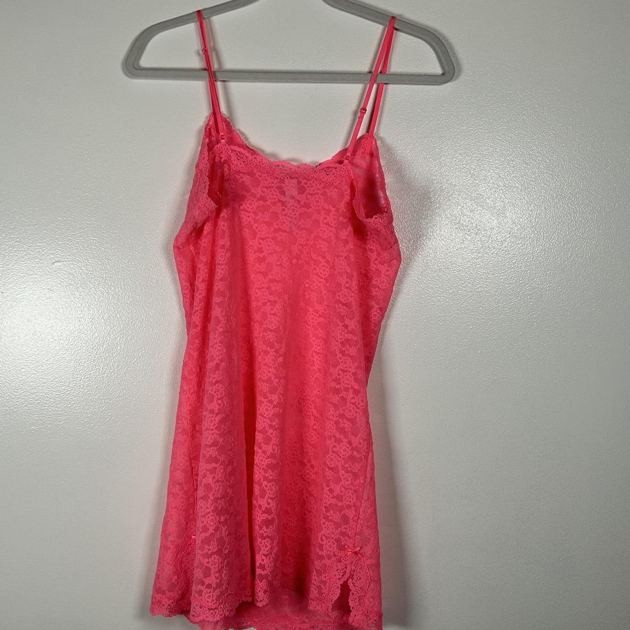 Hot pink lace slip dress Great condition! - Depop
