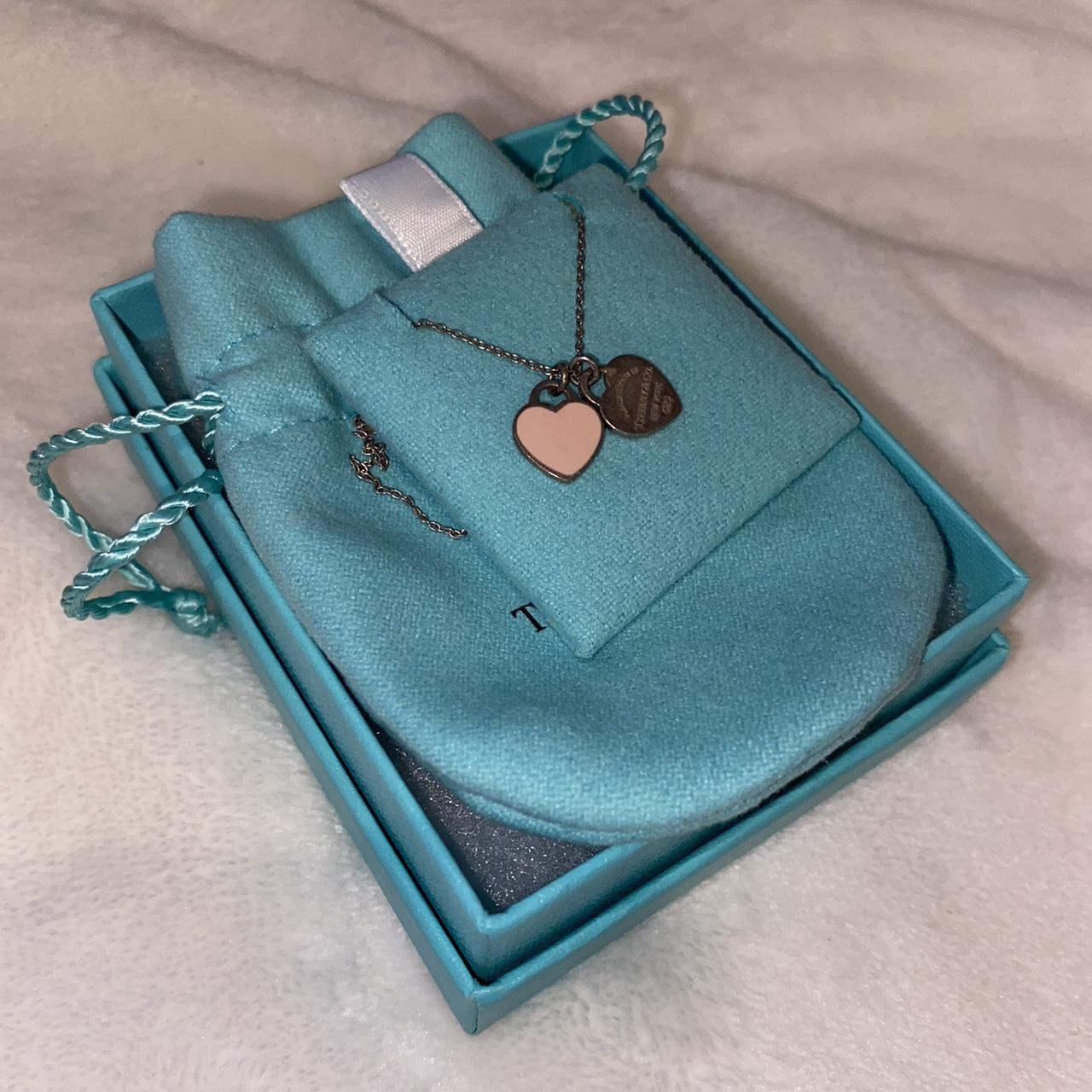 TIFFANY & Co. Return to Mini Double Heart Pendant Necklace Enamel Pink Near  Mint | eBay