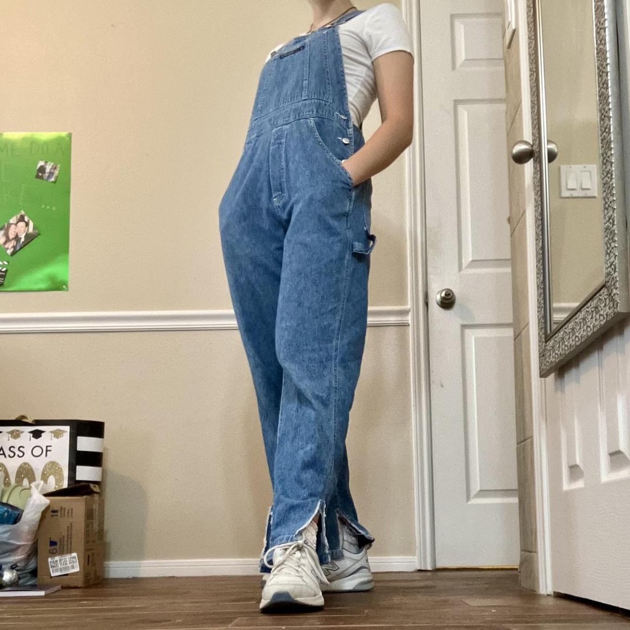 Old Navy Men's Blue Dungareesoveralls Depop