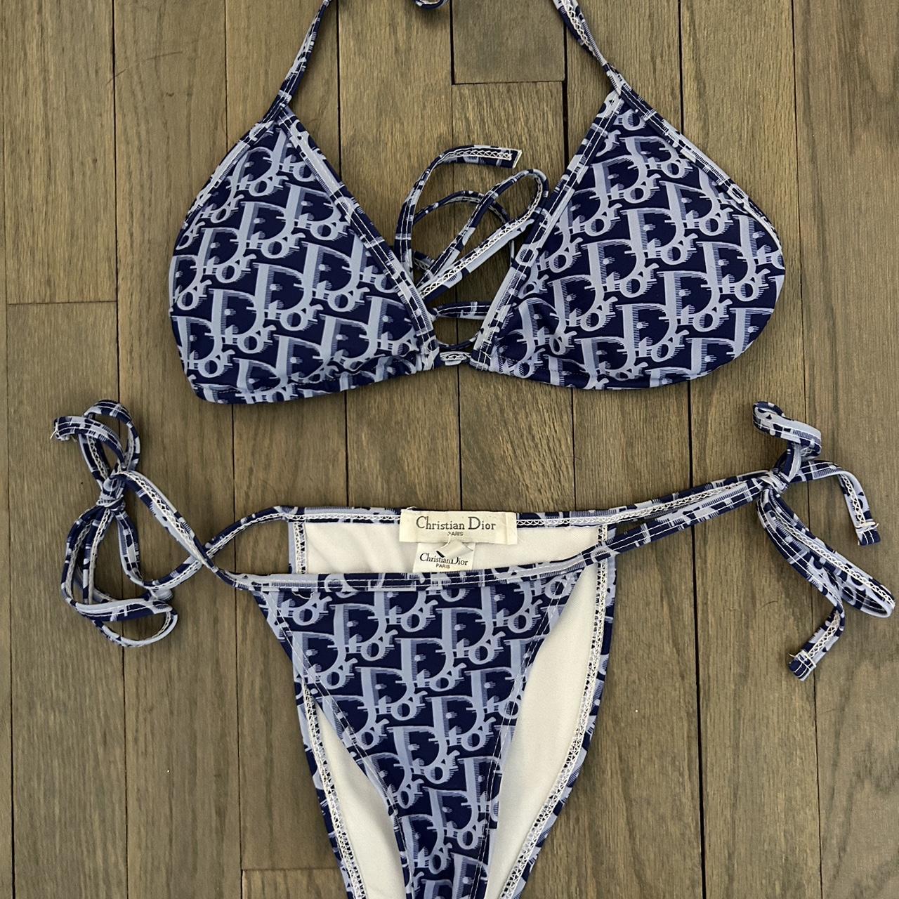 Christian Dior Women's Navy and Blue Bikinisandtankinisets Depop