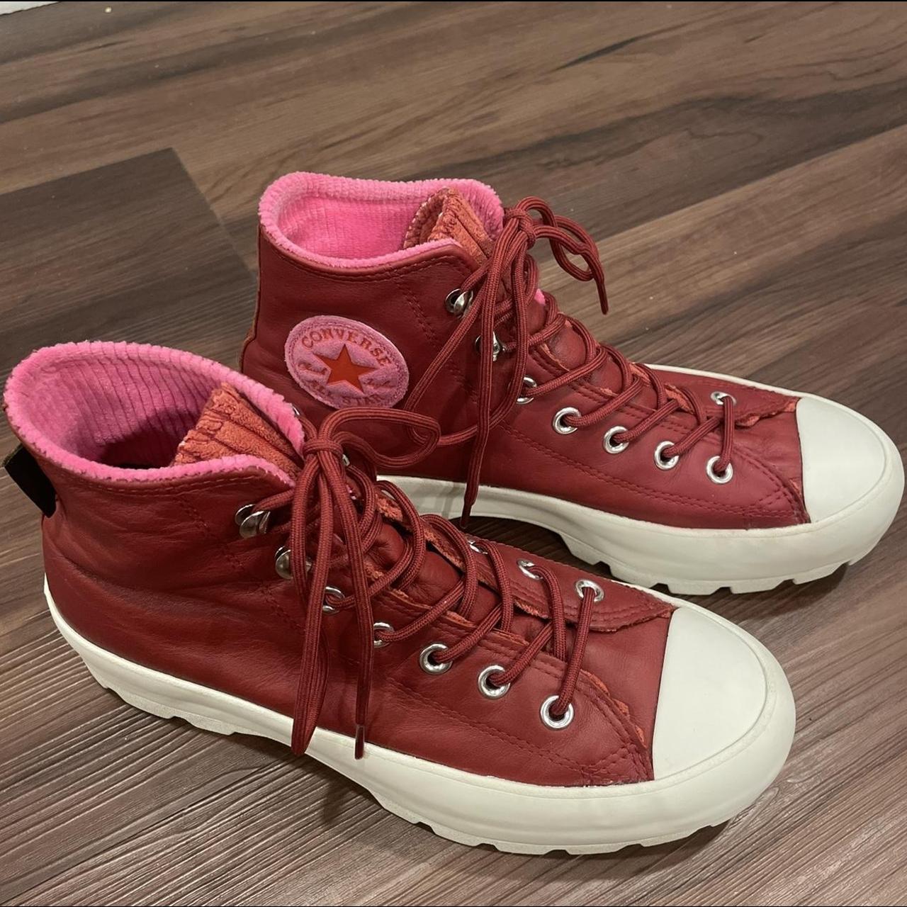 Burgundy platform converse sale