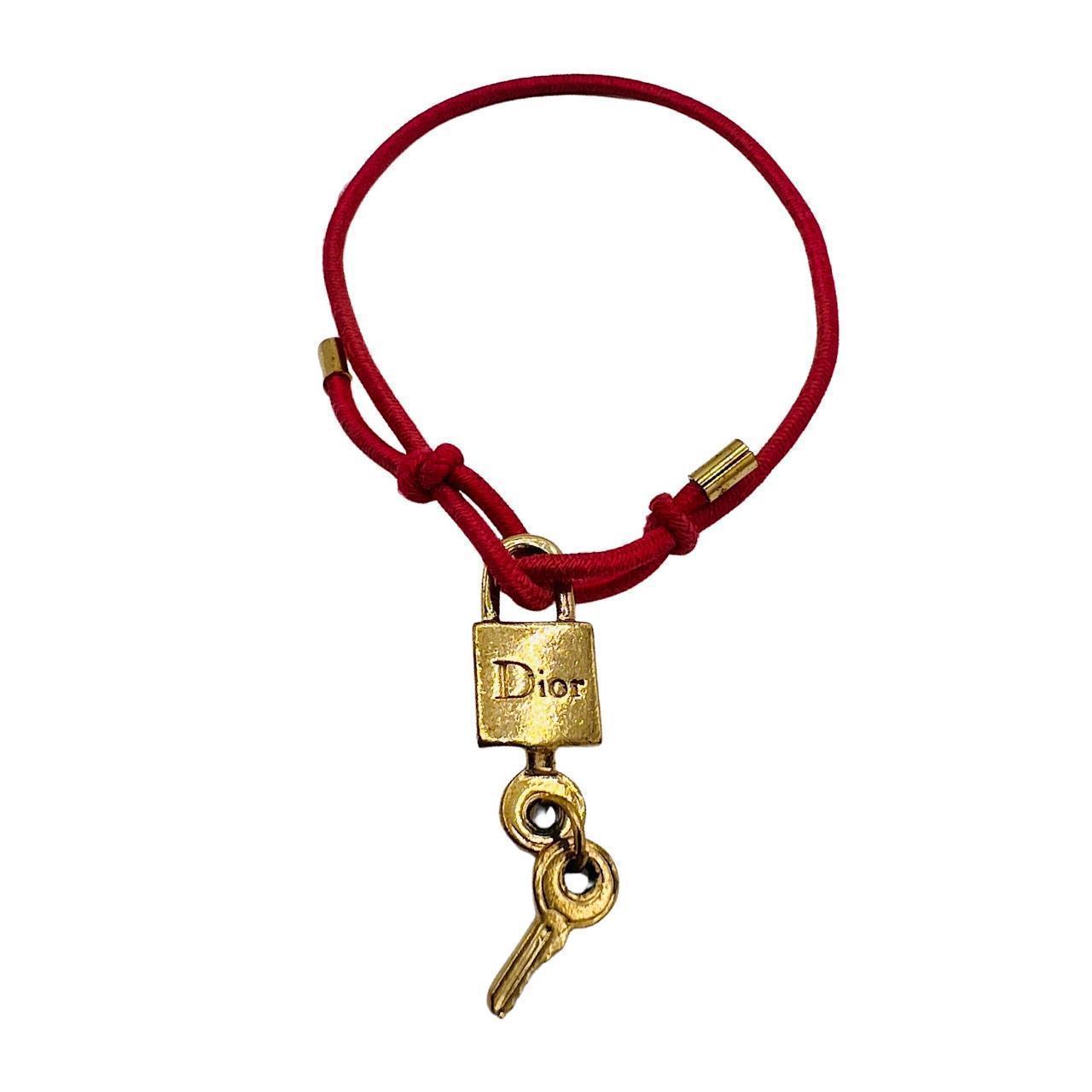 Christian Dior Bracelet Logo Padlock Gold Red Cord... Depop