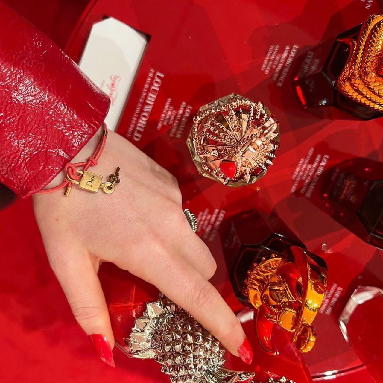 Christian Dior Bracelet Logo Padlock Gold Red Cord... Depop