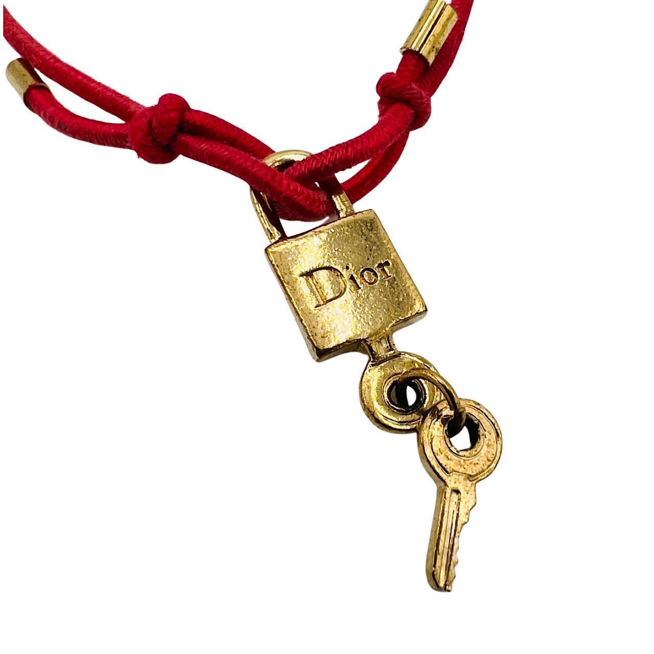 Christian Dior Bracelet Logo Padlock Gold Red Cord... Depop