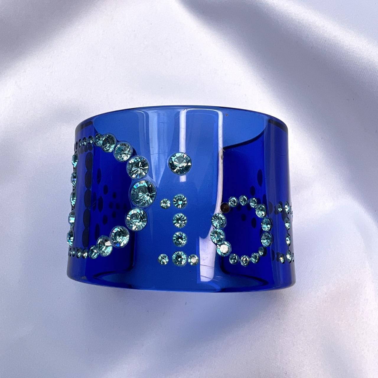 Christian Dior Bracelet Cuff Crystal Logo Rhinestone... Depop