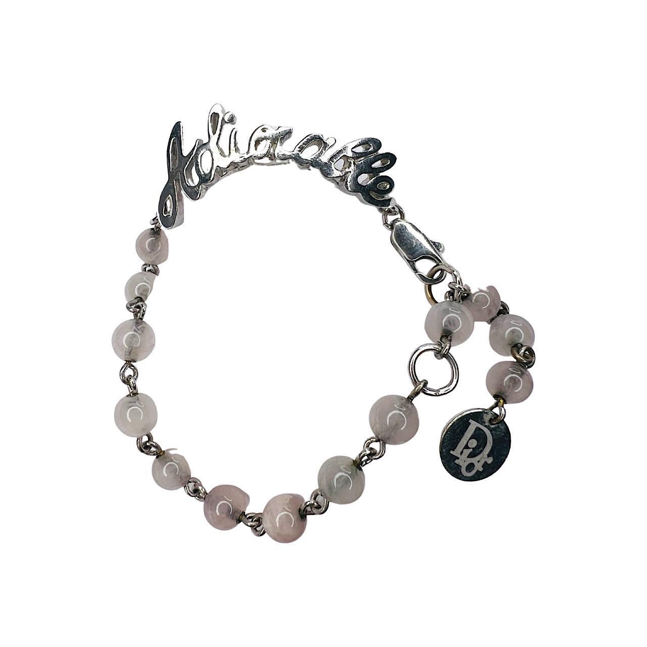 Christian Dior Bracelet Silver Logo Monogram Pearl... Depop