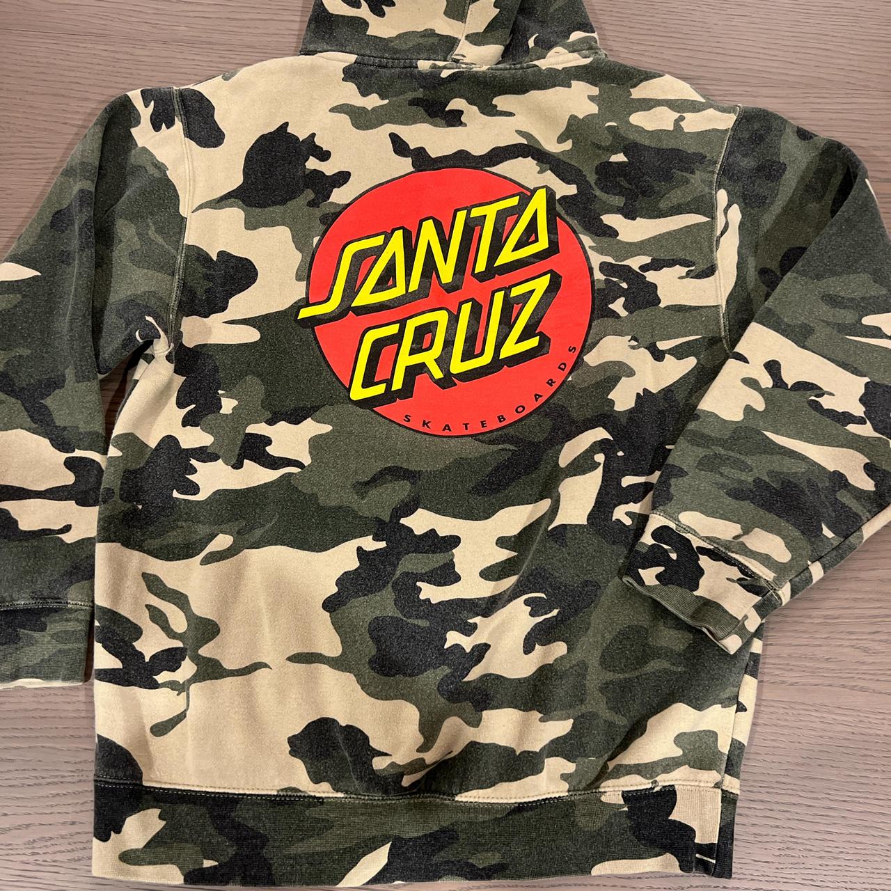 santa cruz camo hoodie size: men's small worn Depop