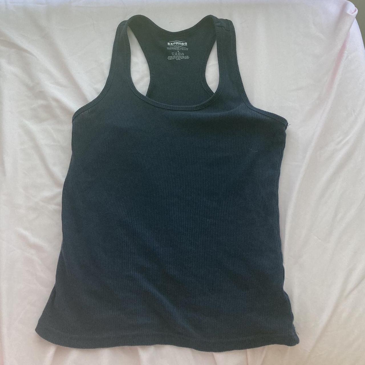 Express Navy Blue Wife Beater note flaw!: small... - Depop