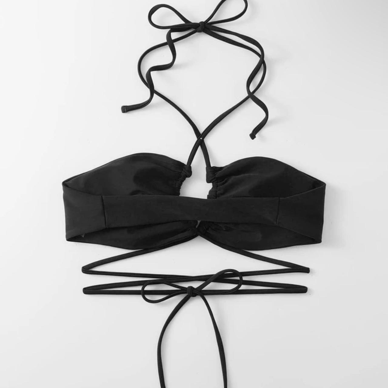 shein black strappy bikini top size medium bikini... Depop