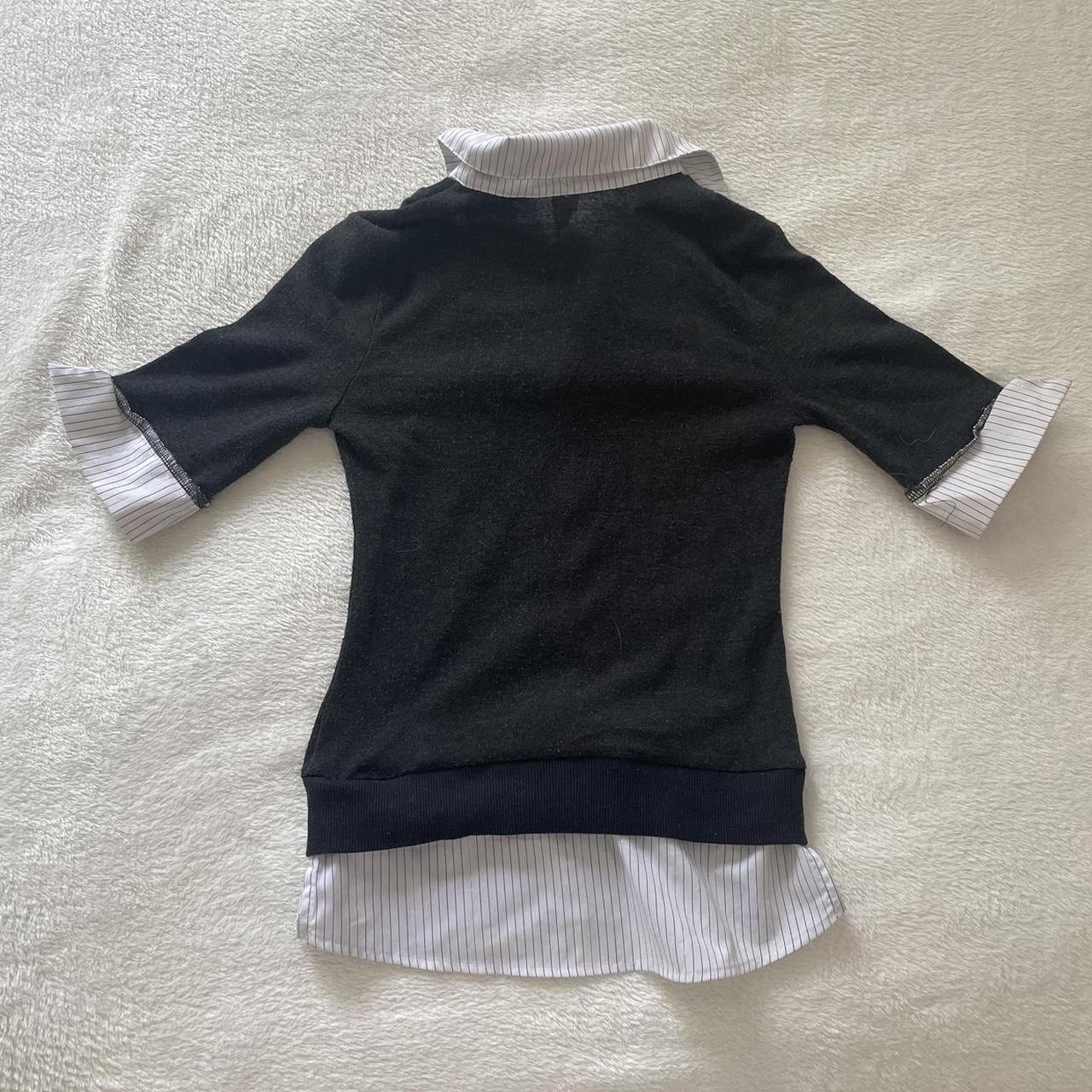 Women's Grey and White Shirt Depop