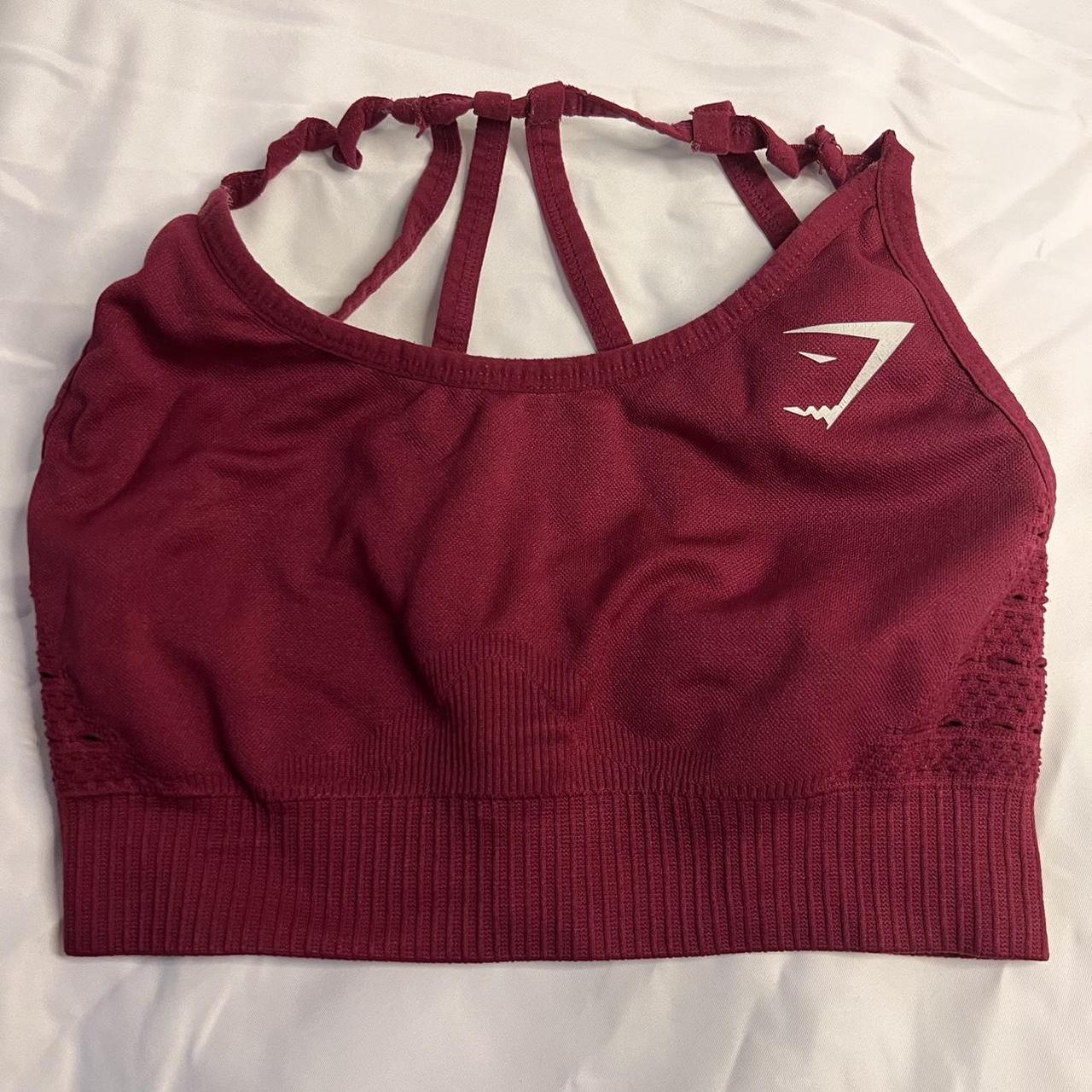 Classic maroon gym shark Razorback sports bra with... - Depop