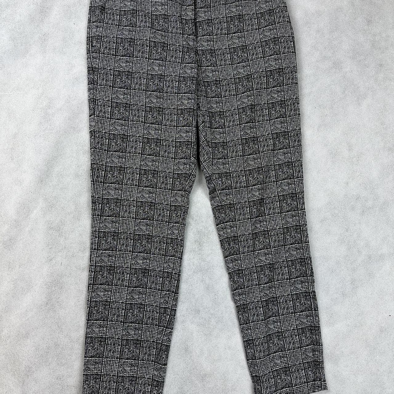 Marks and Spencer Black and White Chequered Trousers... - Depop