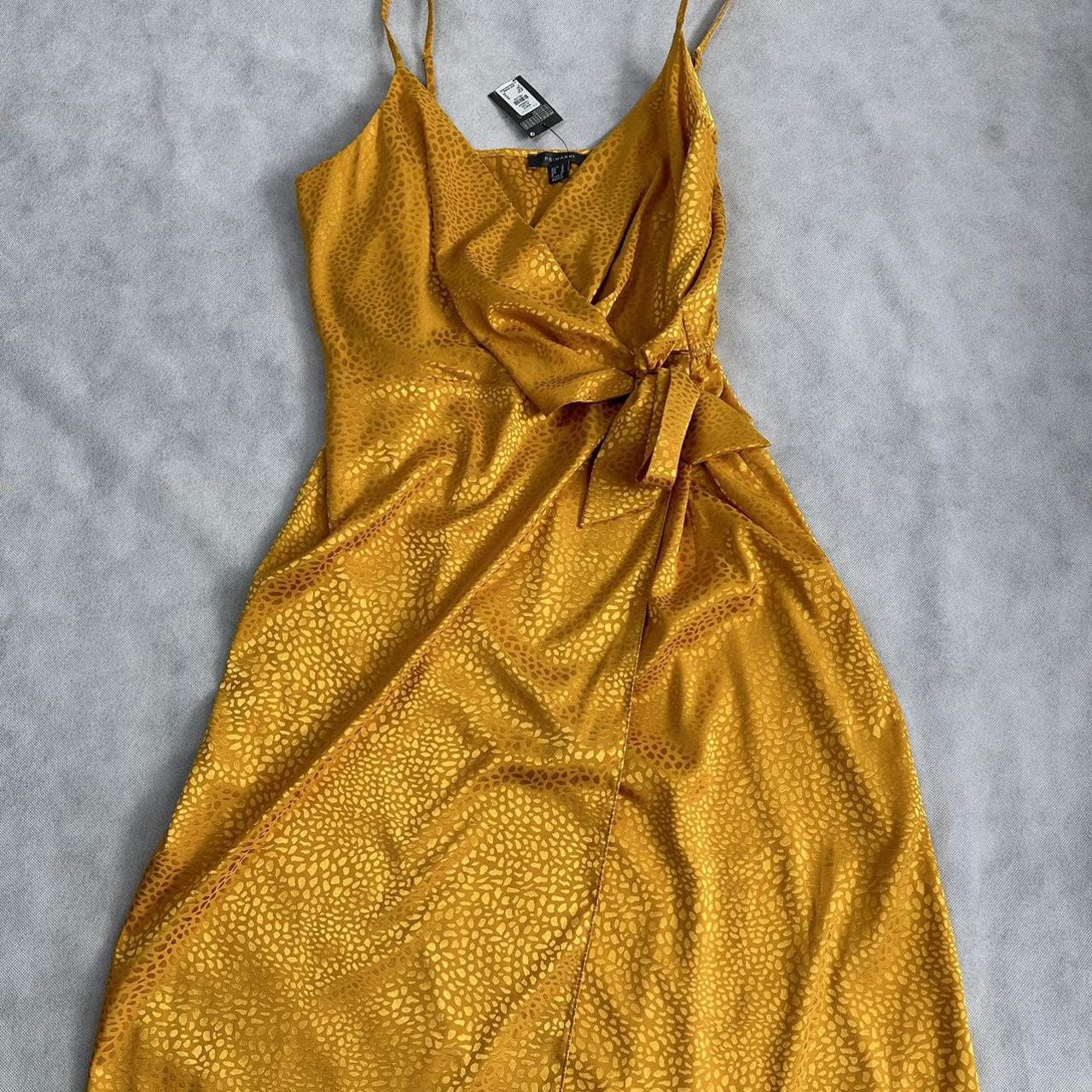 Size 20 Yellow Animal Print Summer Cami Dress Midi... Depop