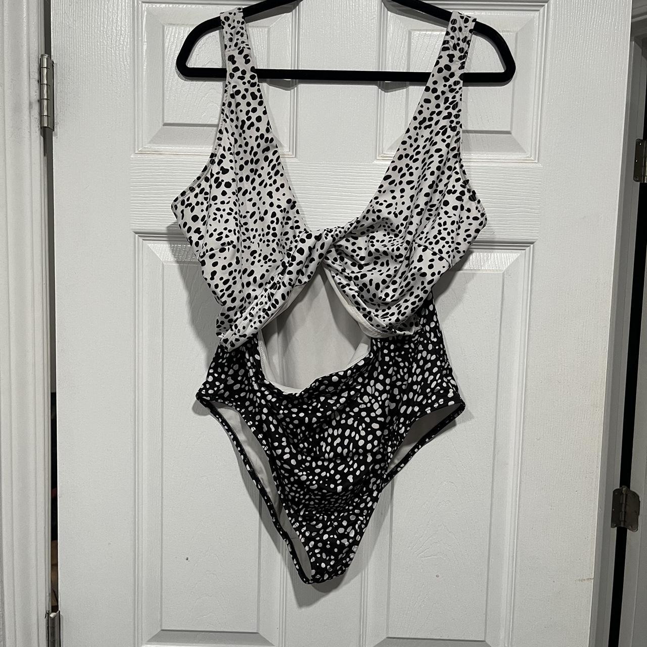 Asos Polka Dot Swimsuit tag size 14 I cut out