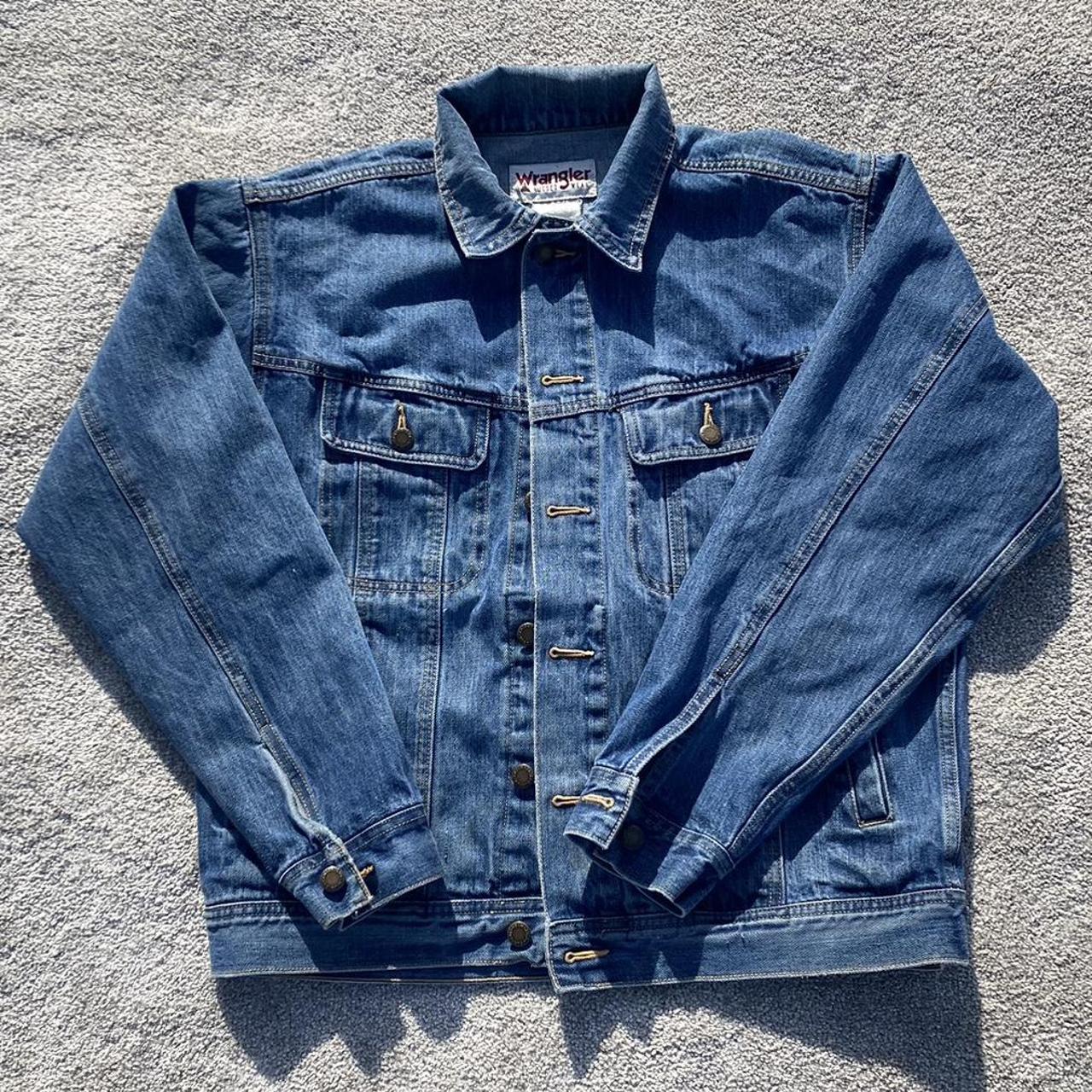 Wrangler Men's Blue and Navy Jacket | Depop