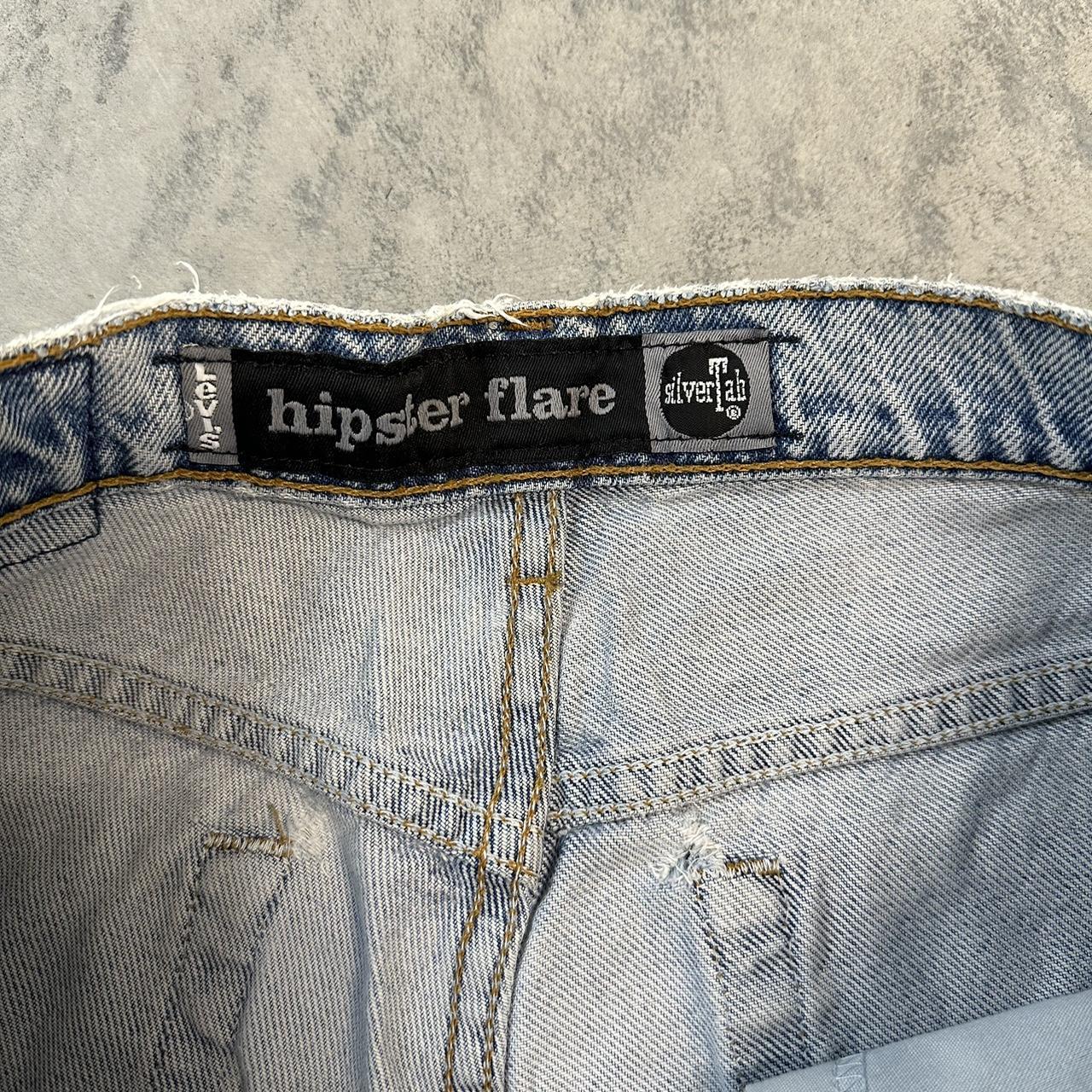 Vintage 90's silver tab Levi's hipster flare jeans... - Depop