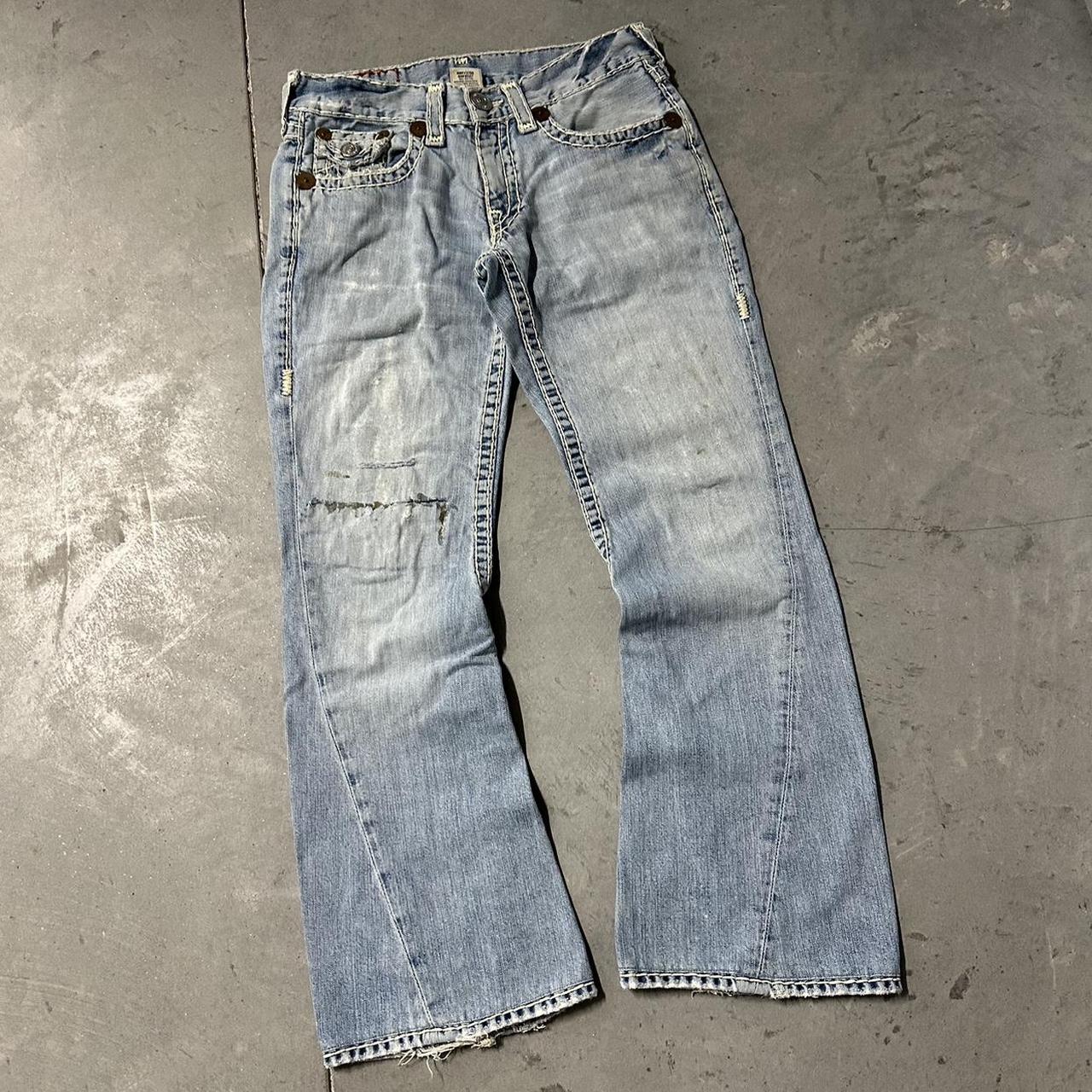 Vintage Y2K True Religion Joey super light wash boot... - Depop