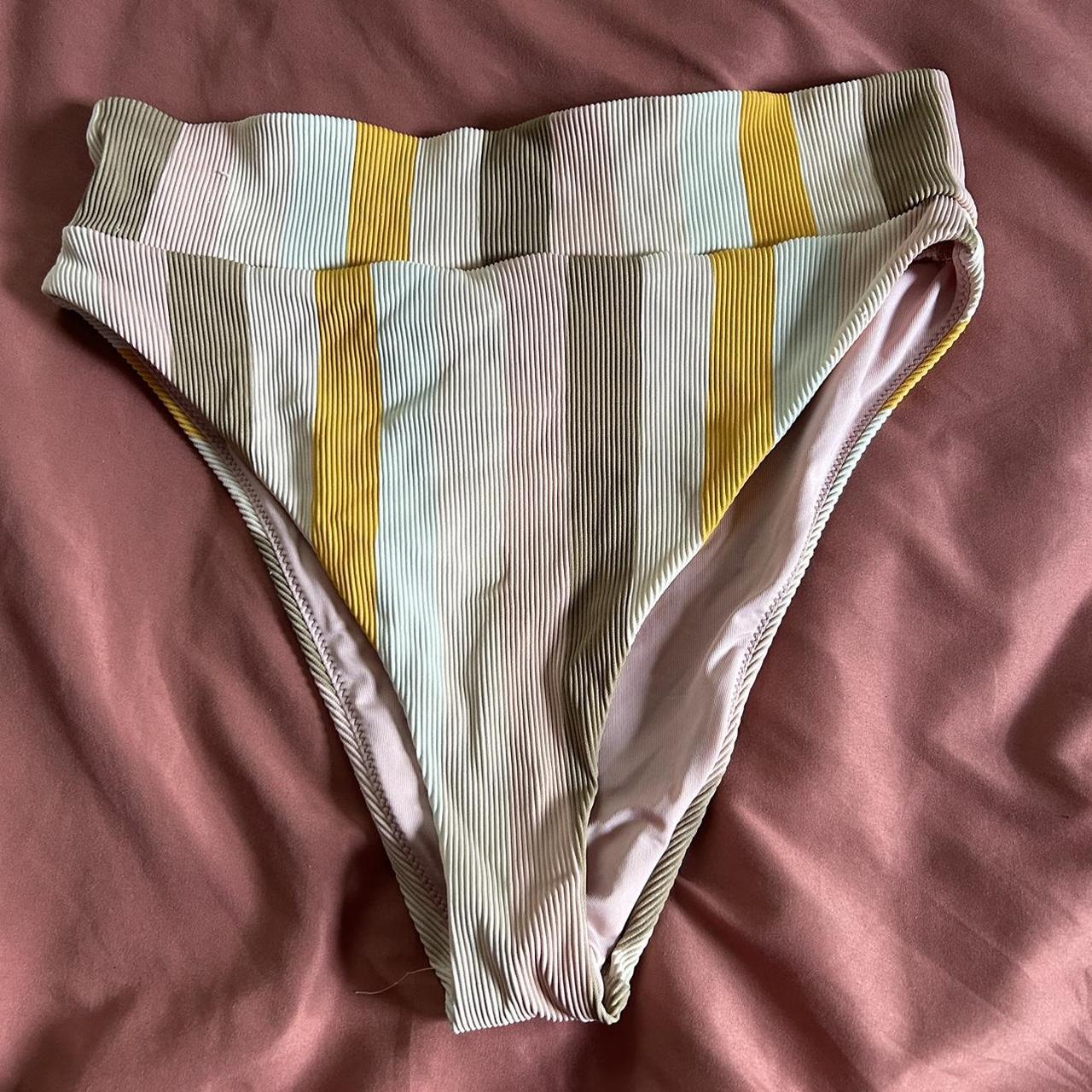 Aerie Women's Pink and Yellow Bikiniandtankinibottoms Depop