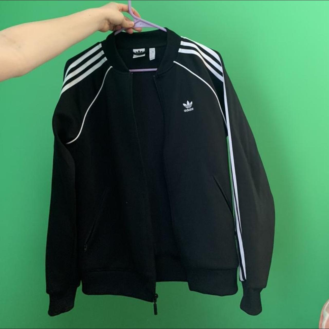 Adidas black track jacket womens medium trying to... Depop