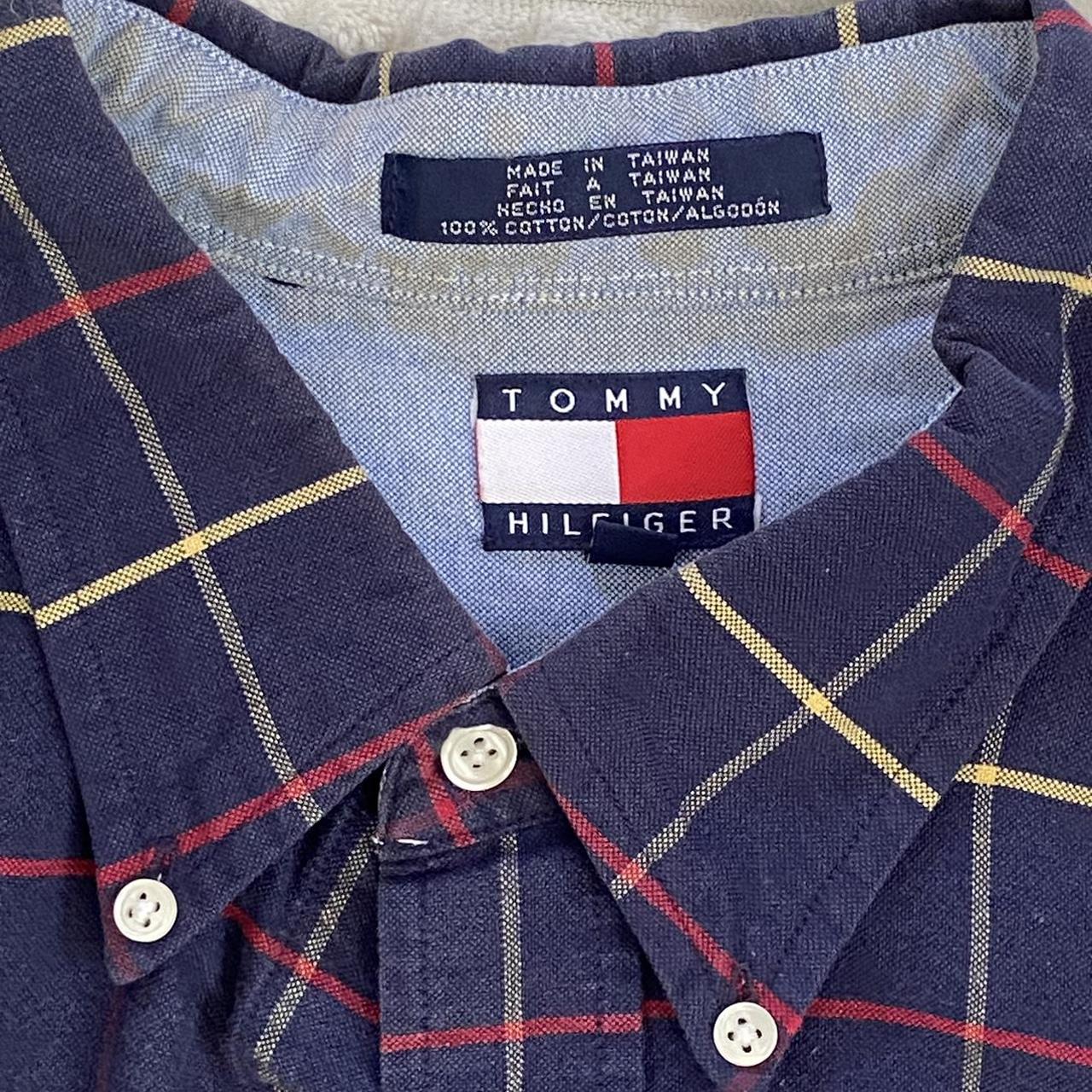 Tommy Hilfiger Men's Blue and Yellow Shirt | Depop