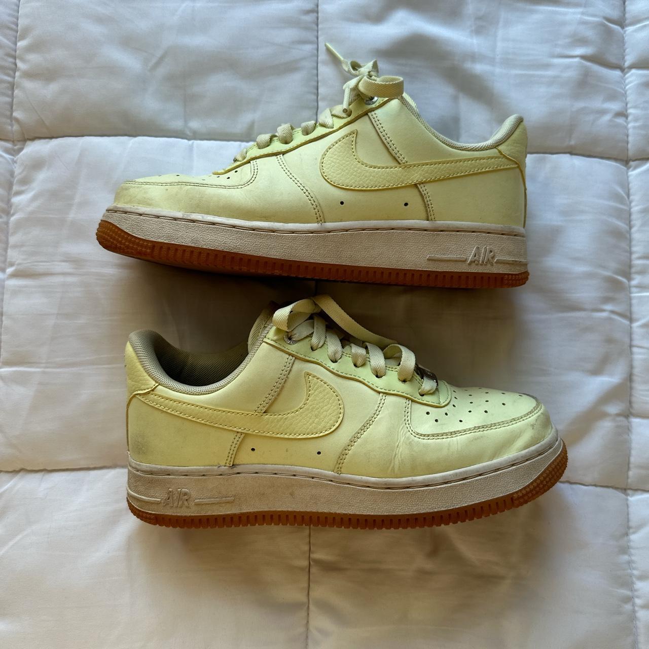 Highlighter yellow nike air force 1s size 6.5 (they... Depop