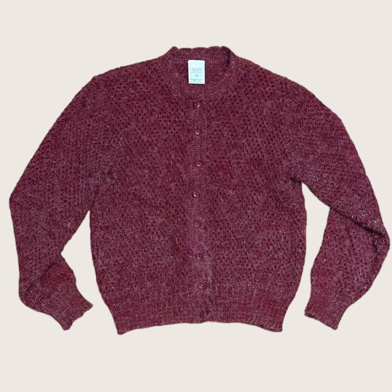 Vintage knitted burgundy jumper Grunge littlewoods... - Depop