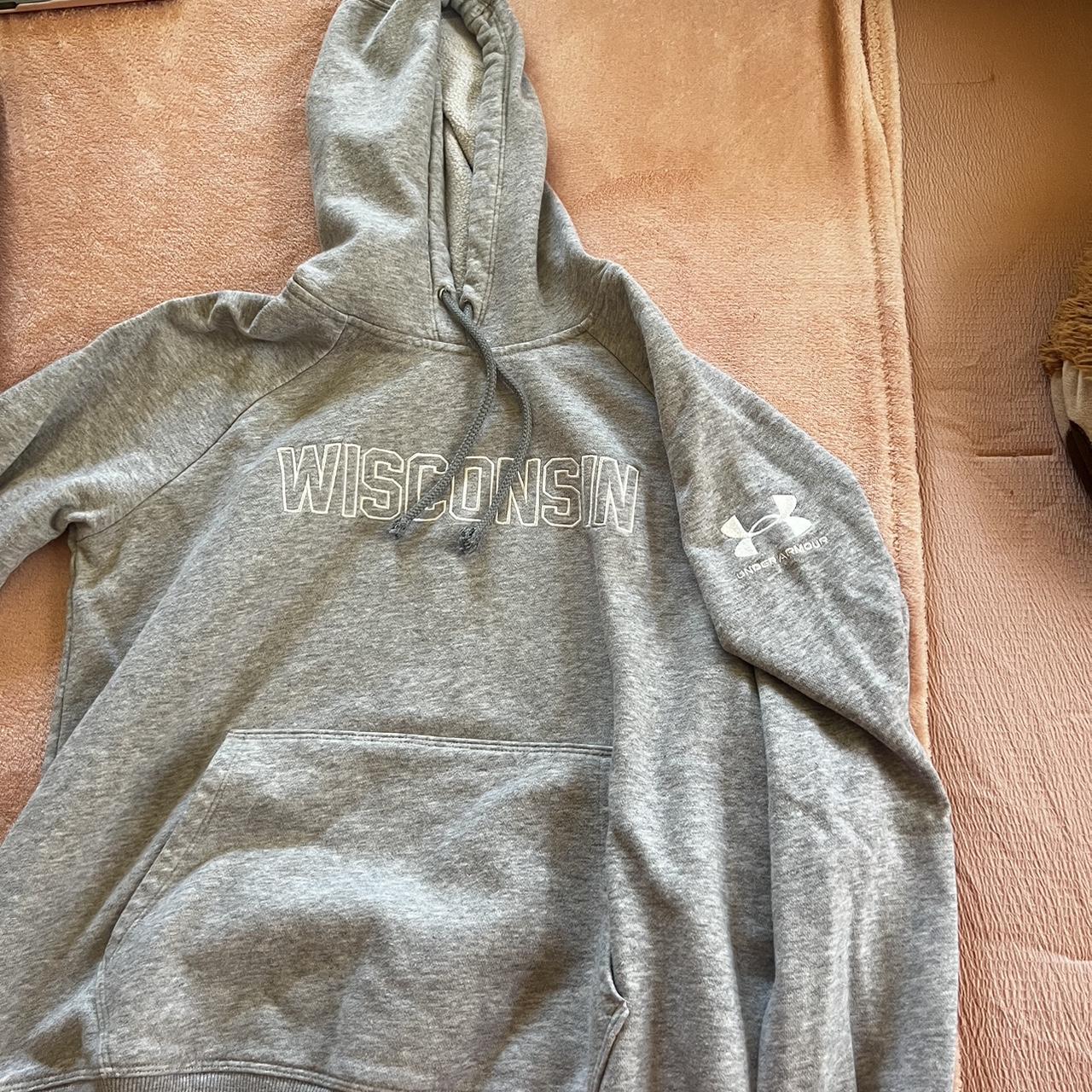UNDER ARMOUR grey wisconsin sweatshirt Depop
