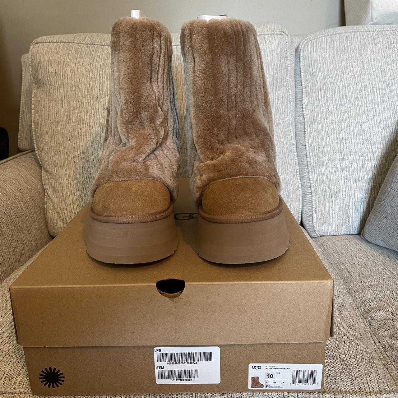 UGG Classic Short Sherpa Corduroy Suede & Leather... - Depop