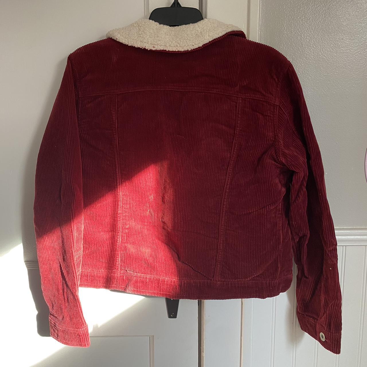 Red Corduroy & fleece jacket - Depop