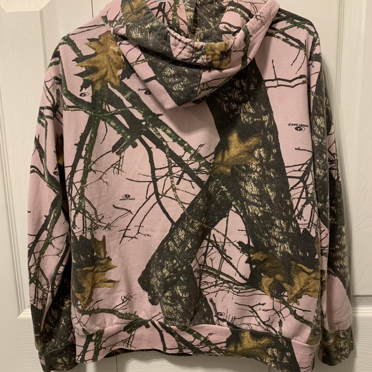 Pink Mossy Oak Hoodie - Crop it - Depop