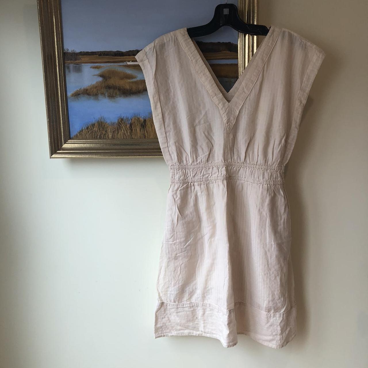 Karen Walker Women's Cream and Pink Dress | Depop