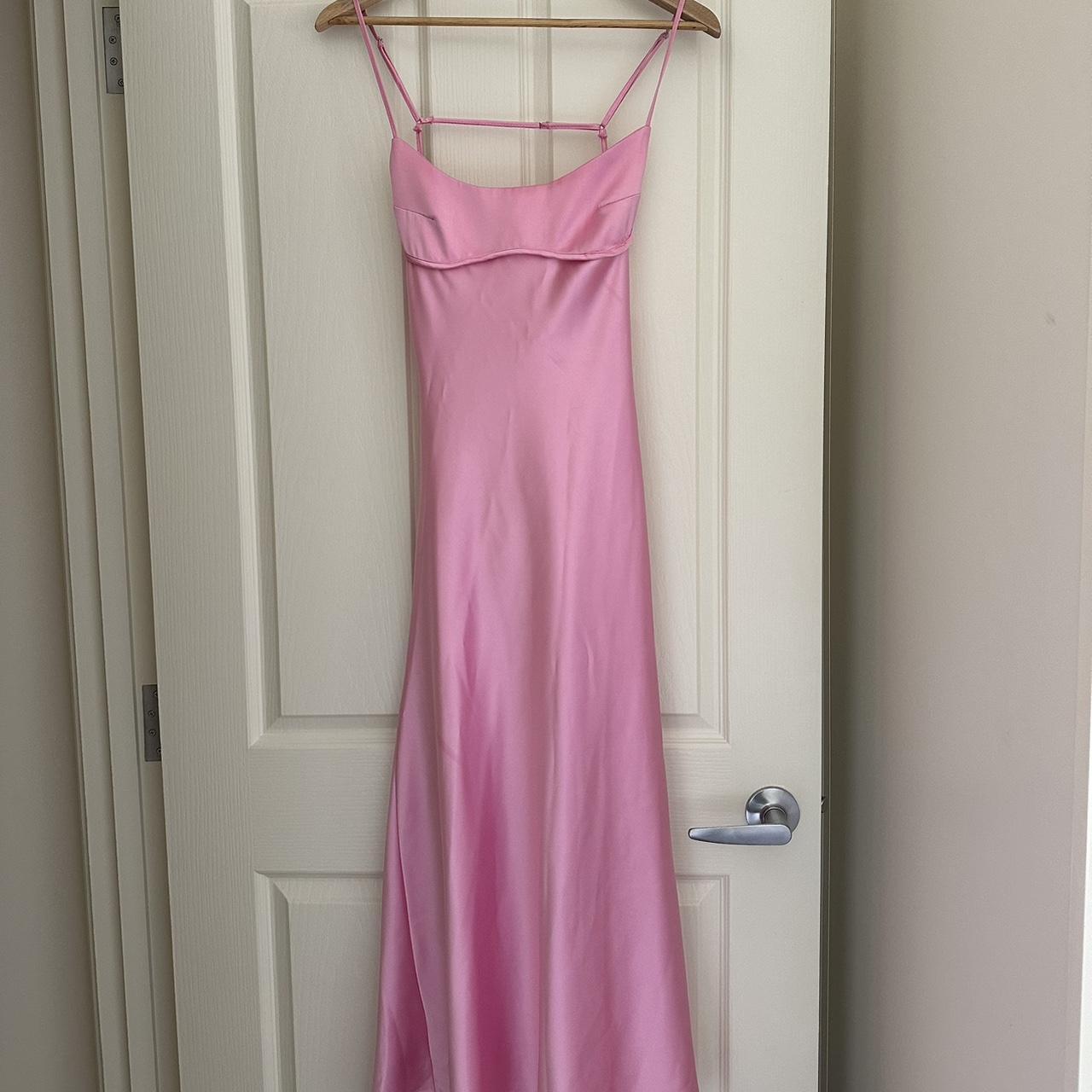 slim fitting pink silk dress, worn a few times - Depop