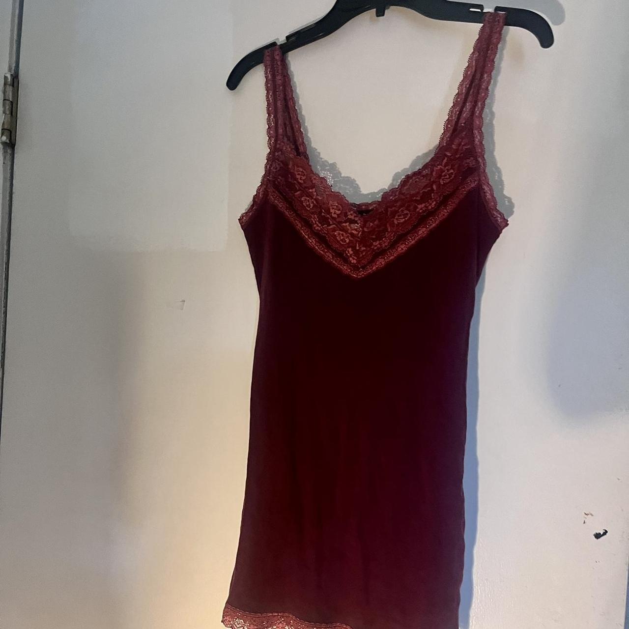 maroon hollister lace tank top. so cute and... - Depop