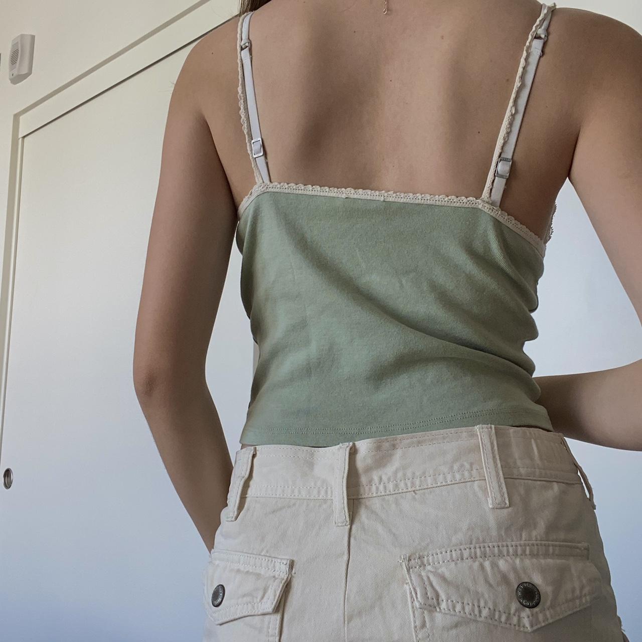 Brandy Melville Women's Green Veststankscamis Depop