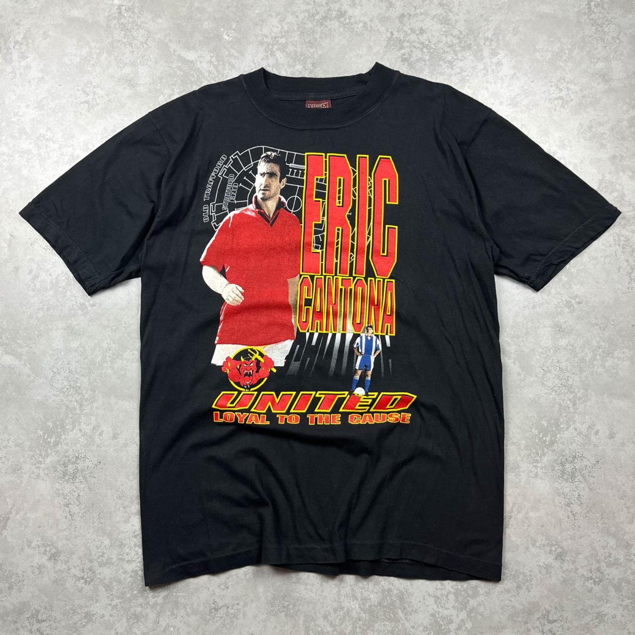 Vintage Eric Cantona football t shirt Black Really | Depop