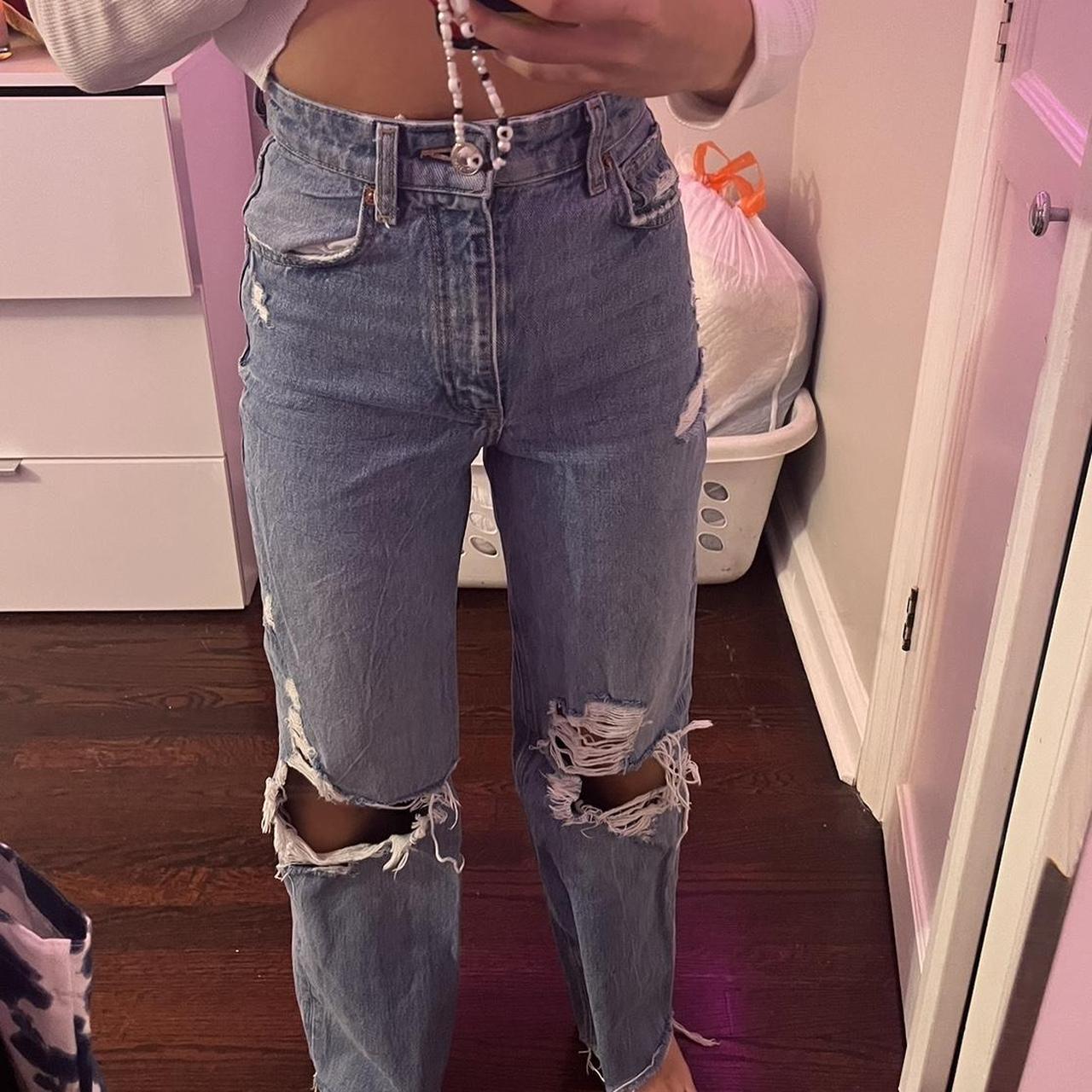Zara dark wash jeans Size 24 High waisted Sucks... Depop