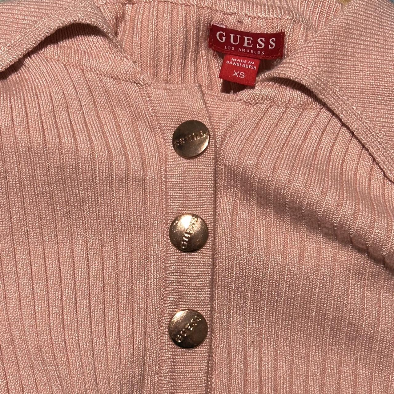 Guess Women's Pink and Gold Dress Depop