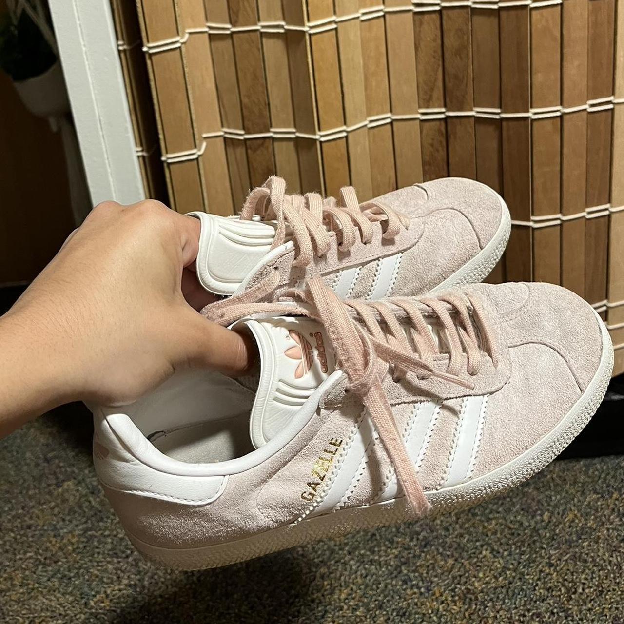 Adidas Women's Pink and White Trainers | Depop