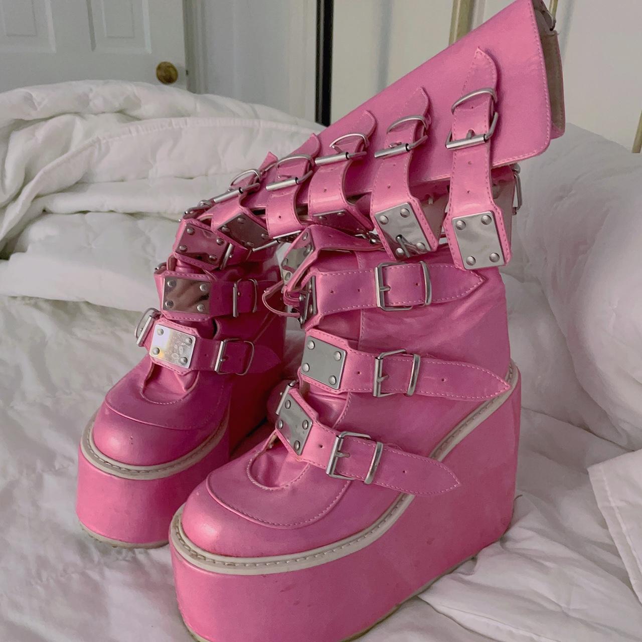 demonia pink boots