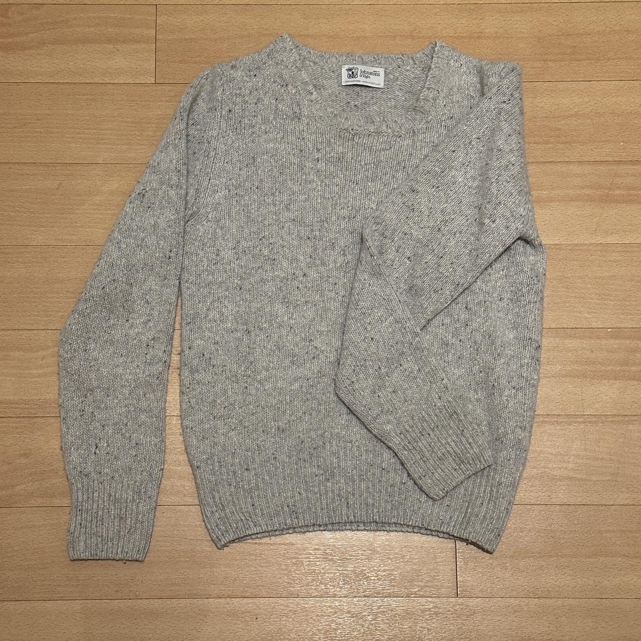 johnstons of elgin 100% cashmere grey jumper with... - Depop