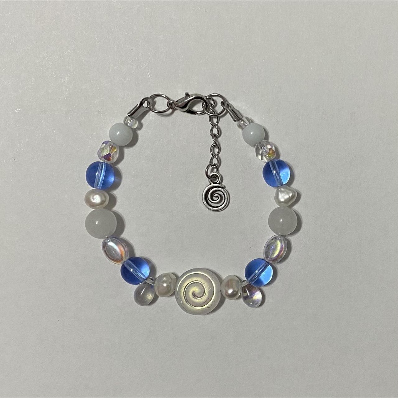 Ocean bracelet [ made with glass beads, freshwater... - Depop