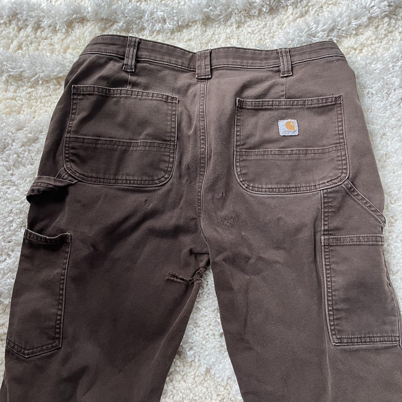 Brown Carhartt Pants Size 6 Regular Tear in crotch... - Depop